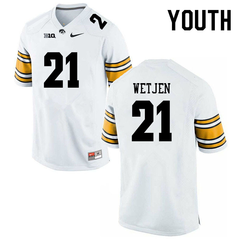 Youth #21 Kaden Wetjen Iowa Hawkeyes College Football Jerseys Sale-White - Click Image to Close